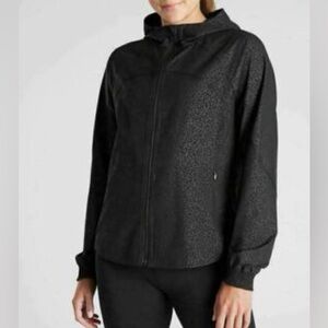 athleta black leopard print racer running free jacket